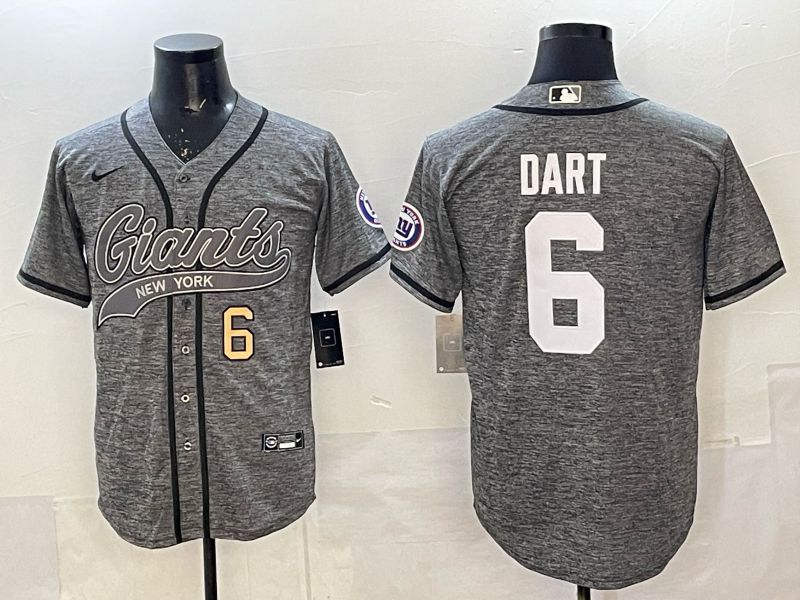 Men 2025 New York Giants #6 Dart Grey Joint Name Nike Limited NFL Jersey 05